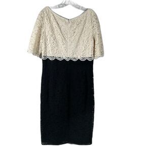 Betsey Johnson Womens Lined Black and Ivory knee Length Lace Dress Size 14